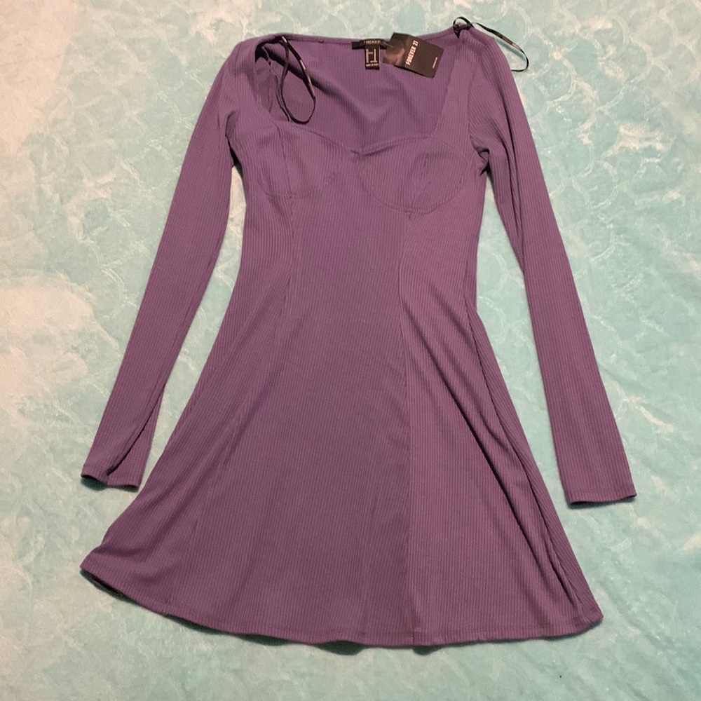 mini purple knit dress